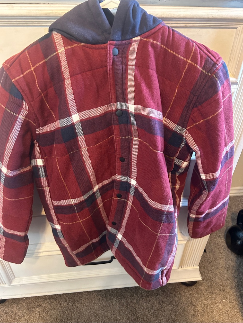 Old Navy Kids Red Plaid Hooded Jacket